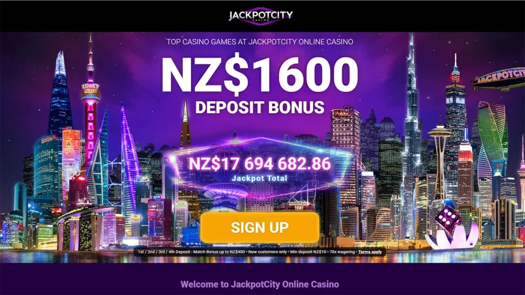Jackpot City NZ Homepage