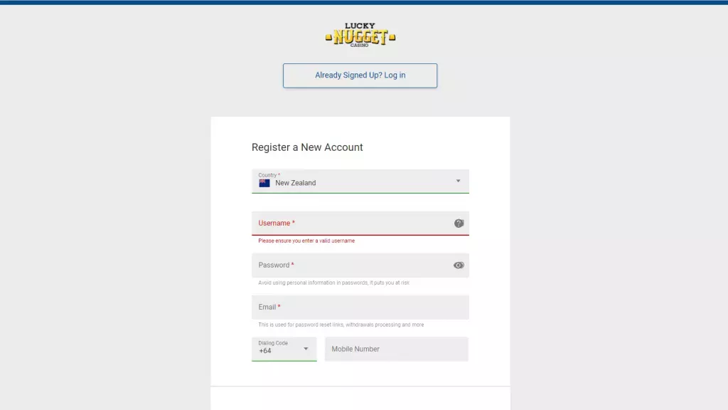 Lucky Nugget Login NZ