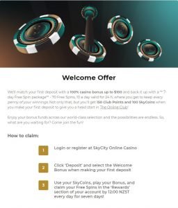Skycity Casino Welcome Bonus