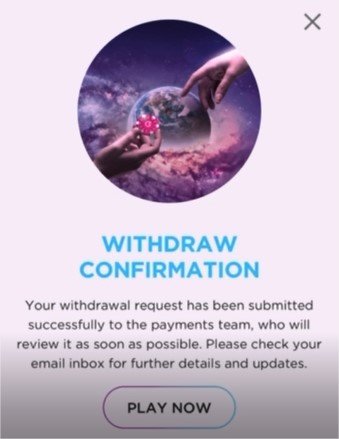 Apple PAy CAsino withdrawal confirmation